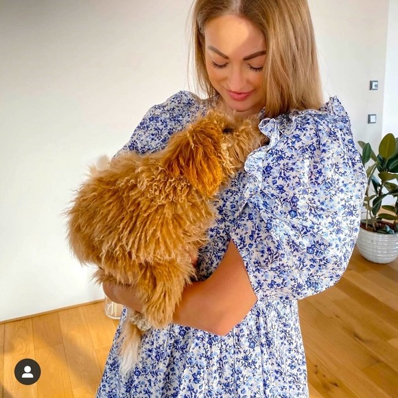 H&M Delicate Floral Cottegecore Puff Sleeve Flounce Trim Dress - M - Picture 4 of 8